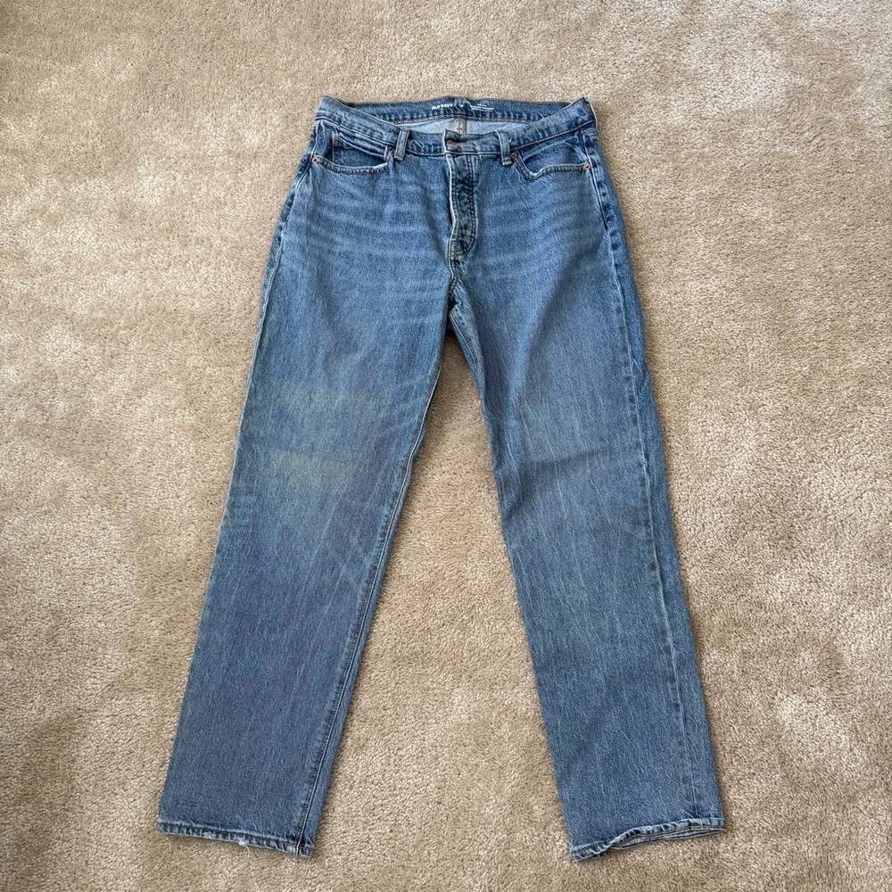 Womens 10 Old Navy High Rise Slouchy Straight Denim Jeans; Normcore Streetwear